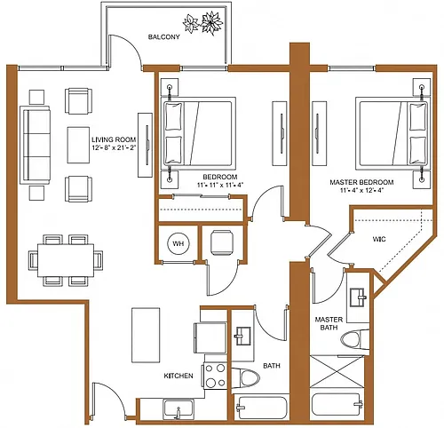 Floor plan 2 Bed/2 Bath-B5