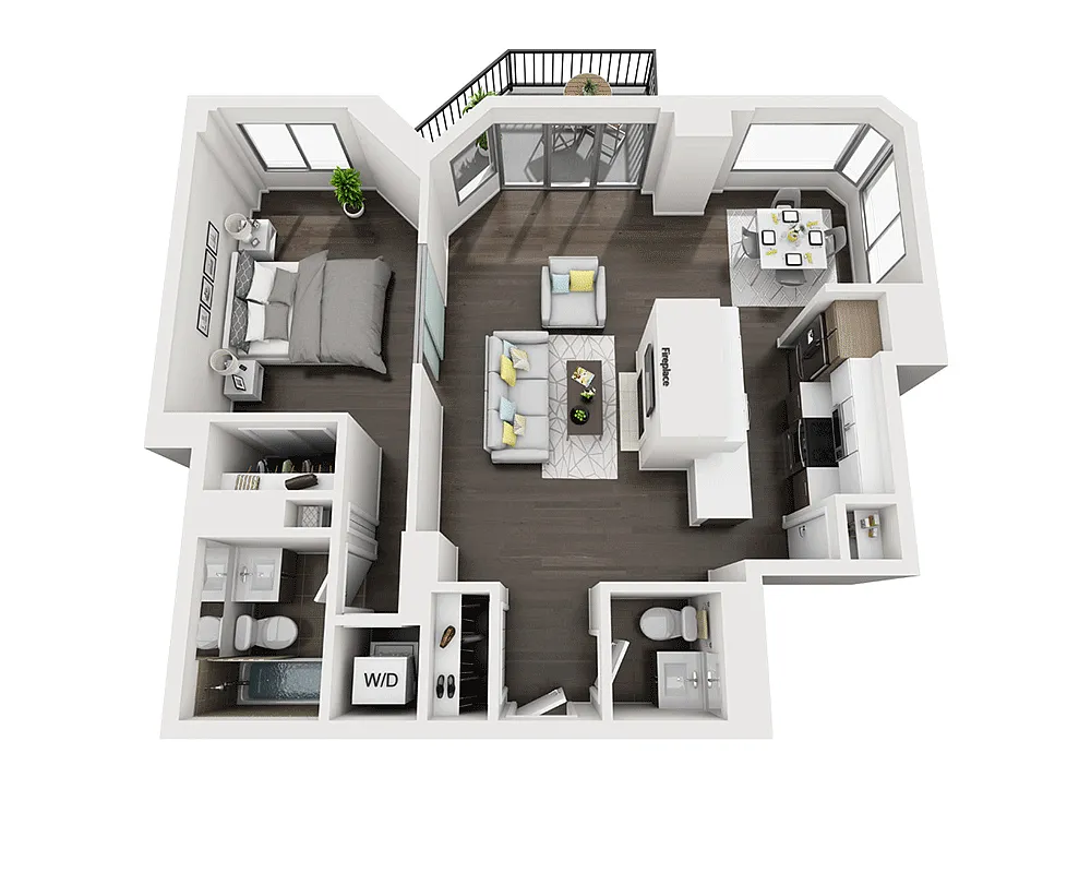 Floor plan One Bedroom A1.5C