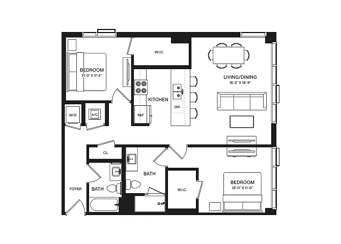 Floor plan 2 Bed/2 Bath-B6