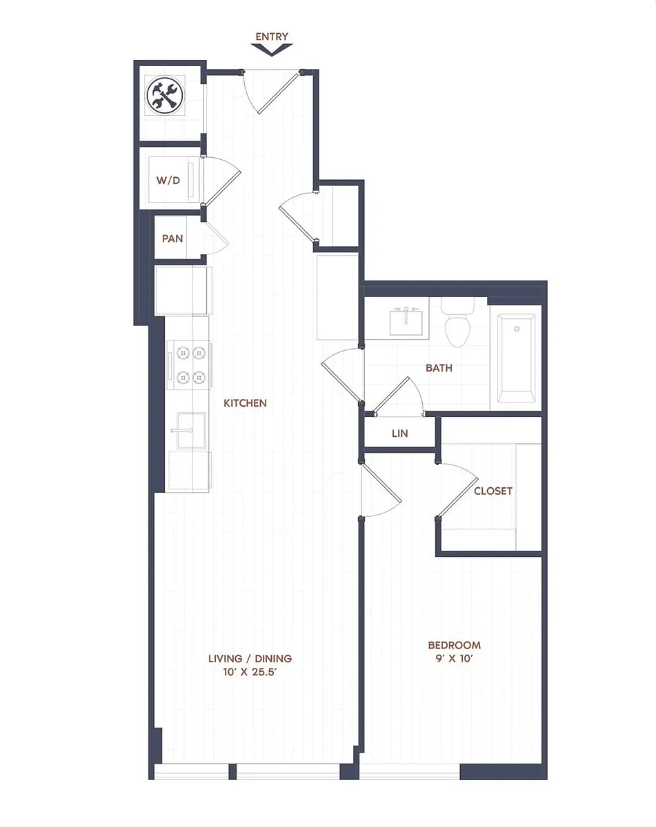 Floor plan 1 Bed/1 Bath-A03