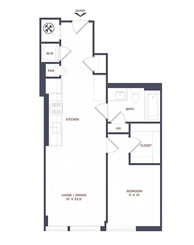 Floor plan 1 Bed/1 Bath-A03