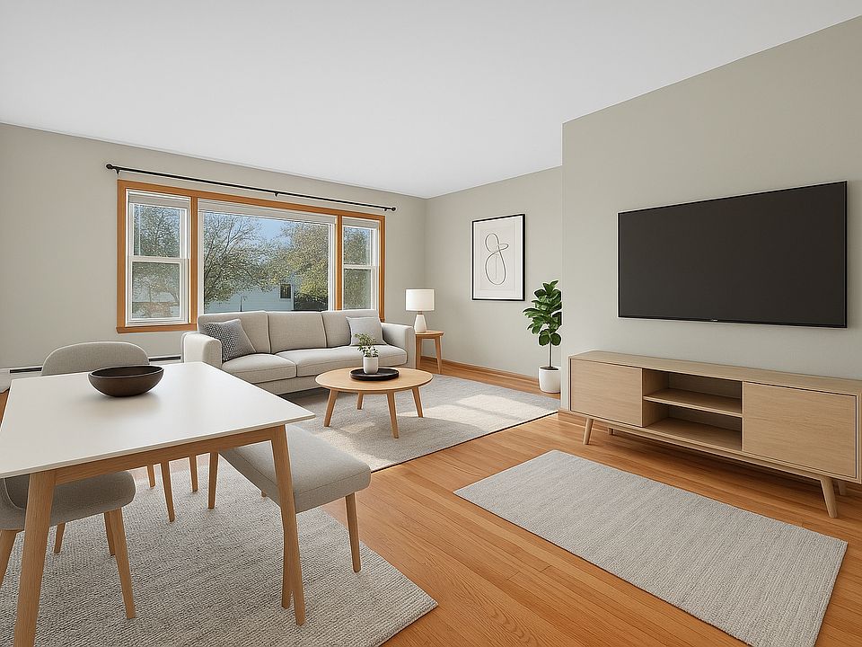 Expansive living room and dining area