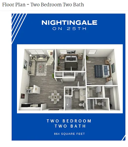 Floor plan Two Bedroom Two Bath