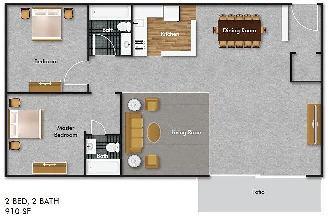 Floor plan 2 Bedroom 2 Bathroom - B Upper Level