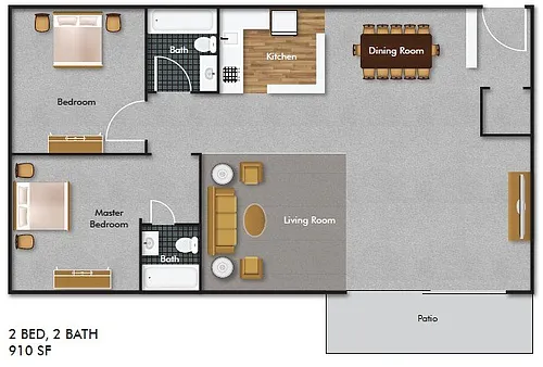 Floor plan 2 Bedroom 2 Bathroom - B Upper Level