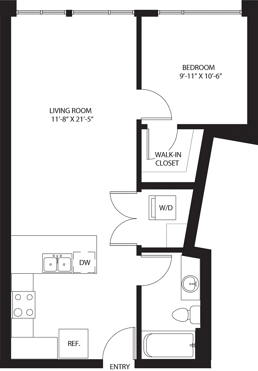 Floor plan One Bedroom A1-A