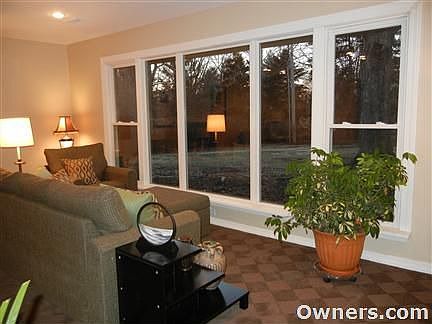 Living room view to expansive back yard