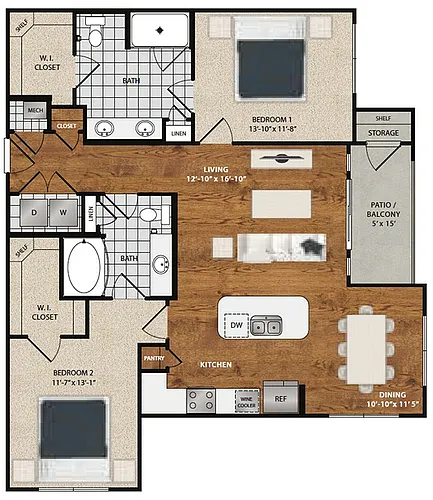 Floor plan B4 - Buttercup - 2 Bedroom 2 Bathroom