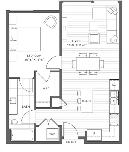 Floor plan One Bedroom B1
