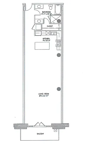 Floor plan 1 Bedroom, 1 Bathroom