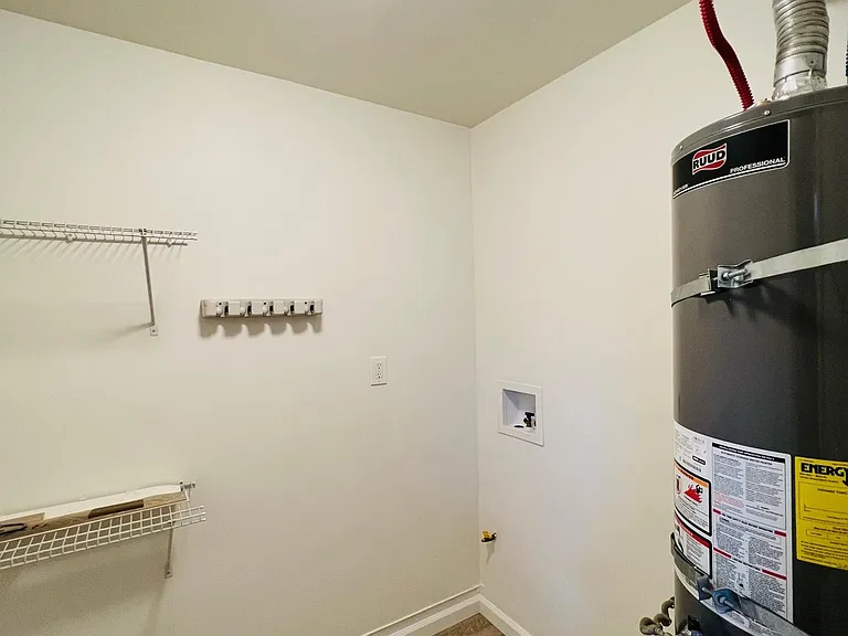 Washer/dryer hook ups, ample storage room