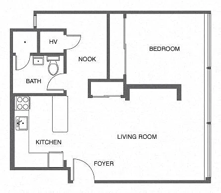 Floor plan Jr. 1 Bed, 1 Bath B