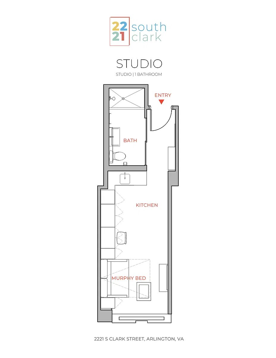 Floor plan 1 Bed 1 Bath - 322 sqft