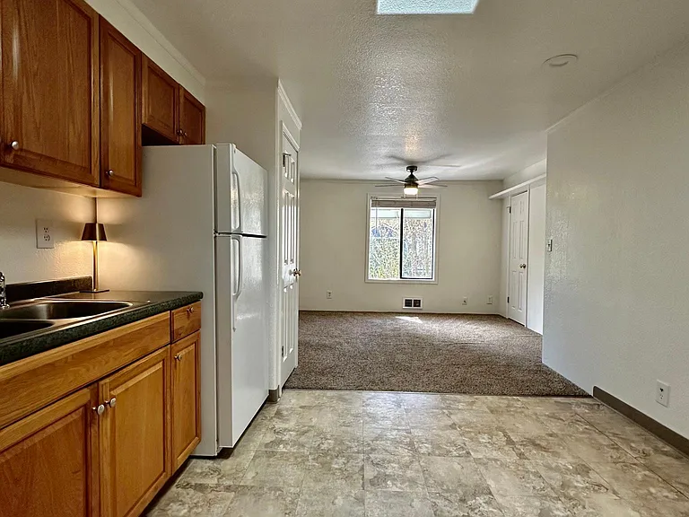 Skylight provides natural light into the kitchen.