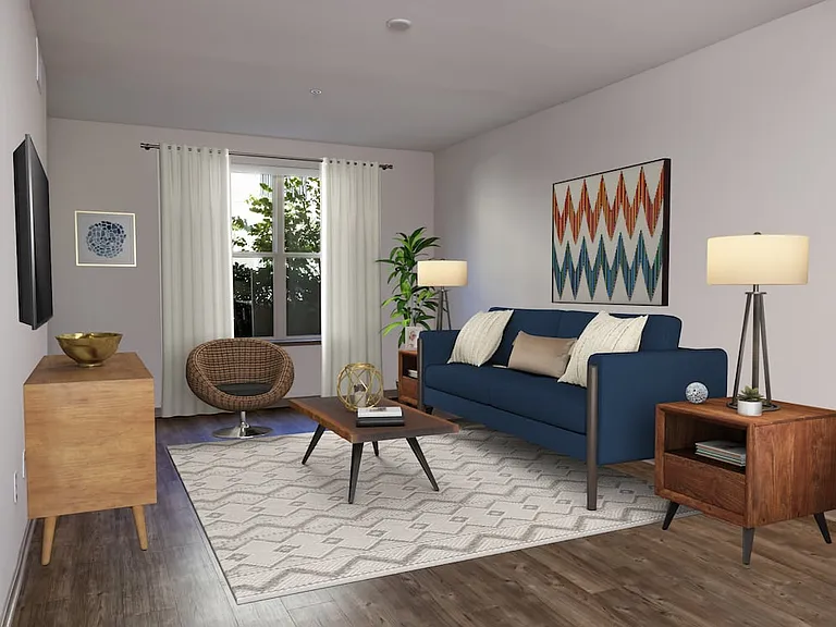 Classic Collection living room with hard surface flooring (select homes)