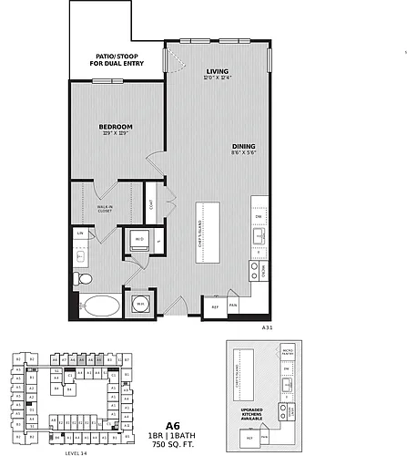 Floor plan 1 Bed/1 Bath-A6 Divano