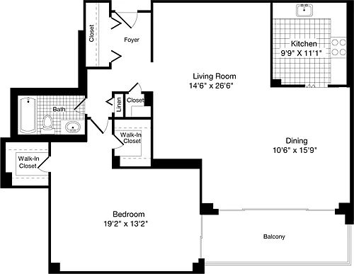 Floor plan 1 Bedroom II
