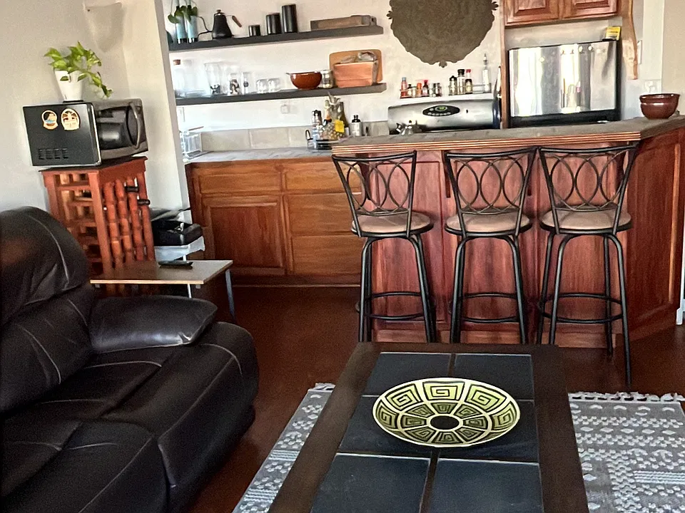 open concept kitchen and living room space