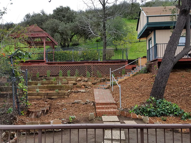 view from great rm into backyard