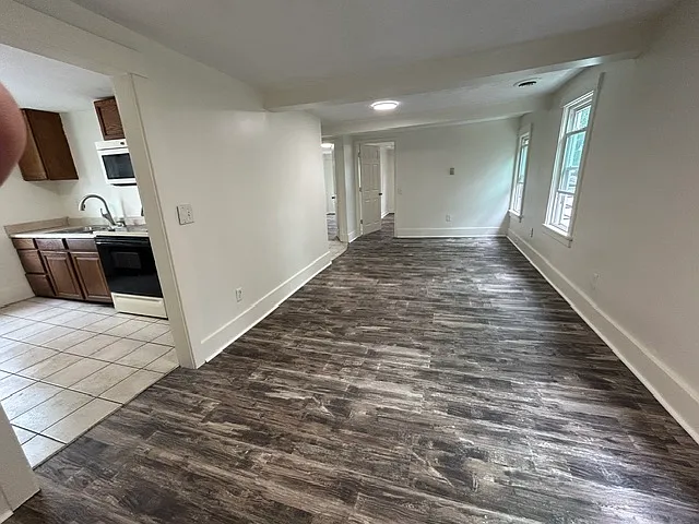 Living Room, view into kitchen