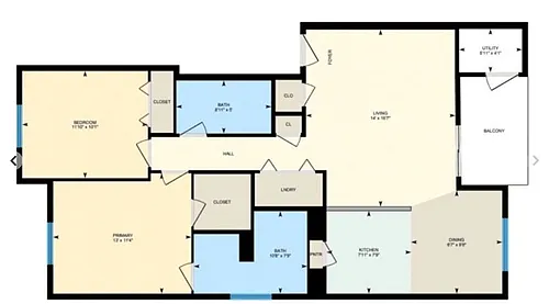 Floor plan 2BR/2BA - B1