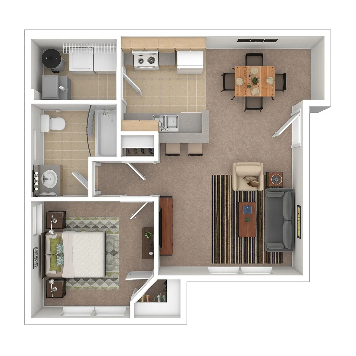 Floor plan One Bedroom One Bathroom LH - Income Limits Apply