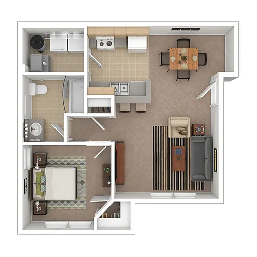 Floor plan One Bedroom One Bathroom LH - Income Limits Apply