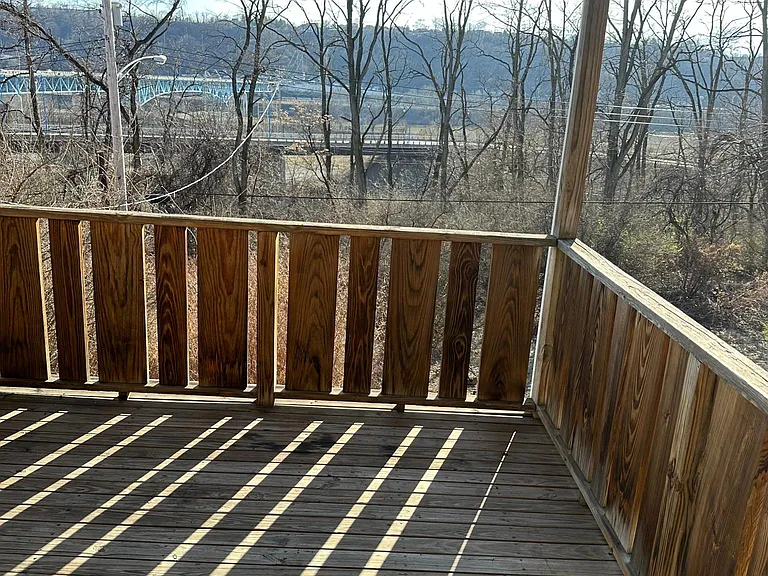 Back deck with river view