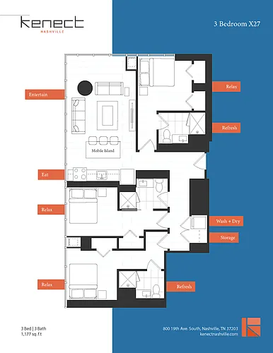 Floor plan 1BR/1BA Roommate Share