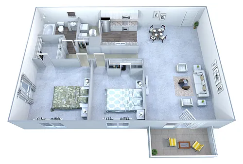 Floor plan B 2 Bed/1 Bath
