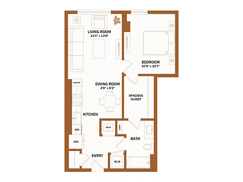Floor plan B10.1 - 1 Bed | 1 Bath