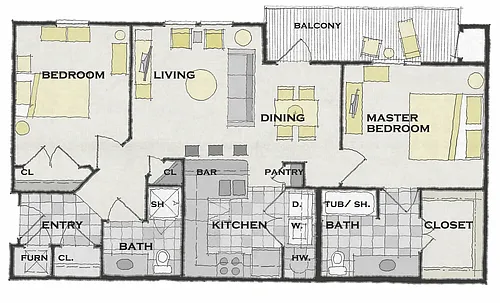 Floor plan 2x2B