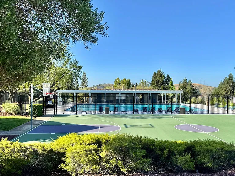 Pool and one of the basketball courts