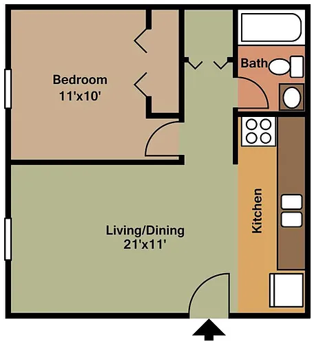 Floor plan 1 Bedroom 1 Bathroom