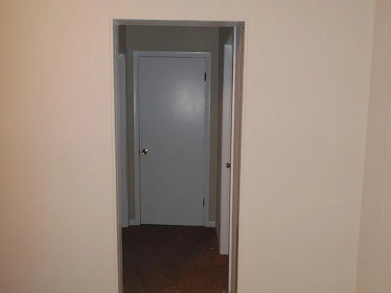 Hallway off of Living room at front of house, BR #1 to the right, Main bath straight ahead, BR #2 to the left