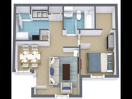 Floor plan 1 Bed, 1 Bath