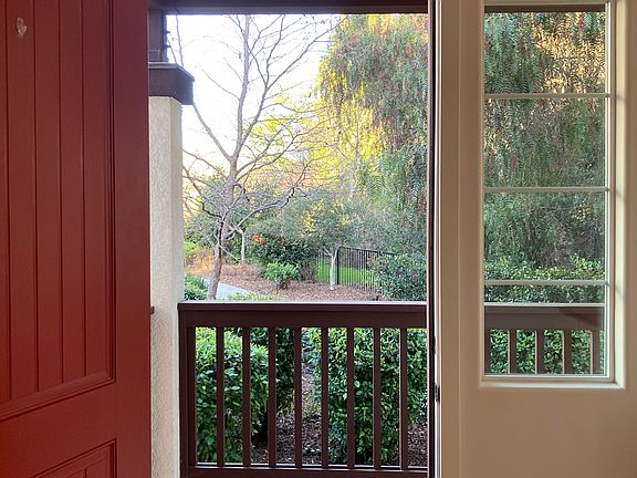 Looking out the front door to greenery