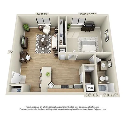 Floor plan Luxury One Bedroom