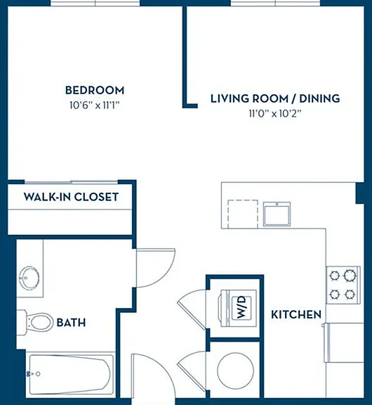 Studio | 1 Bath | 587 SF Studio | 1 Bath | 587 SF