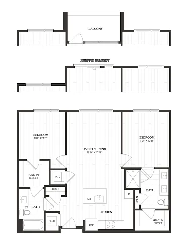 Floor plan 2 Bed/2 Bath-C1d