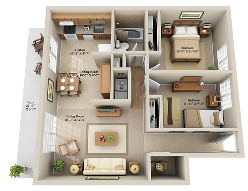 Floor plan 2 BDRM DOWN