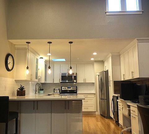 Remodeled kitchen. Loft window adds nice light.