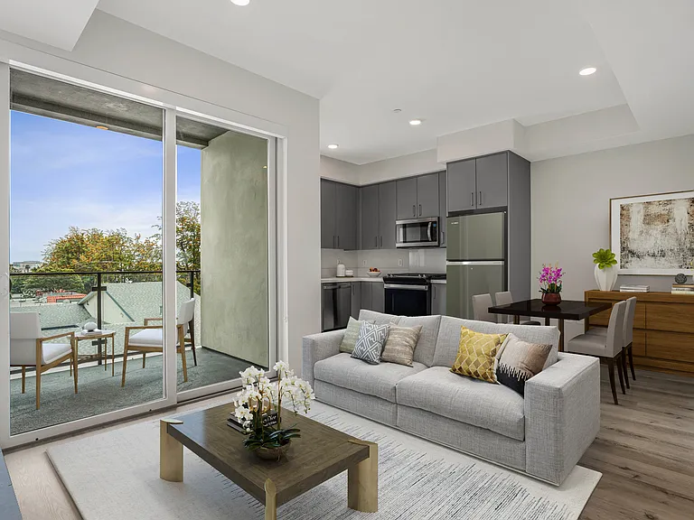 Living Room and Kitchen with Furniture