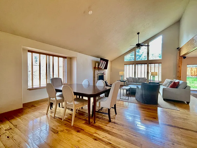 High vaulted ceilings to living room and formal dining room