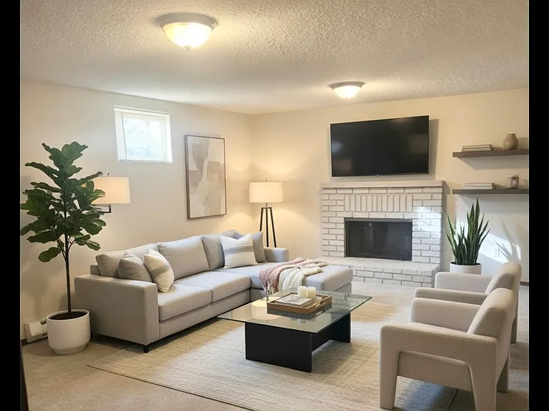 Large family room in fully finished basement