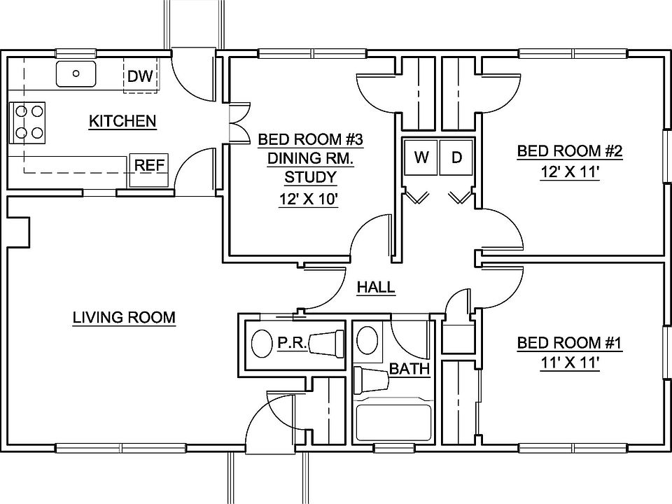 3rd bed room functions more like a dining room or office.
