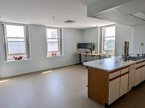 open kitchen / living room, freshly painted