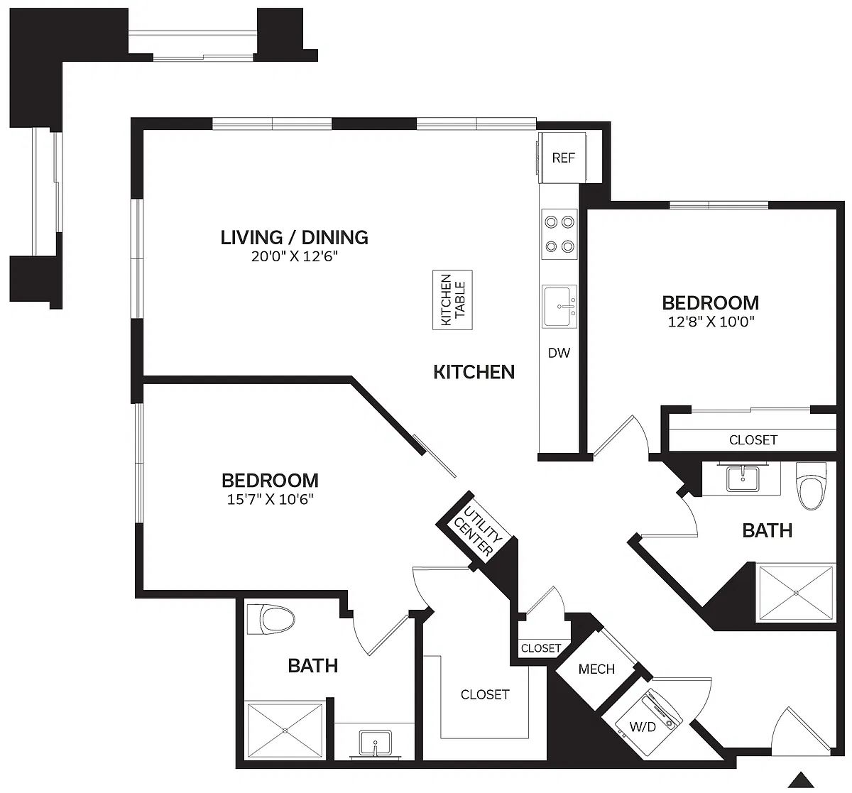 Floor plan 2 Bed/2 Bath-B8