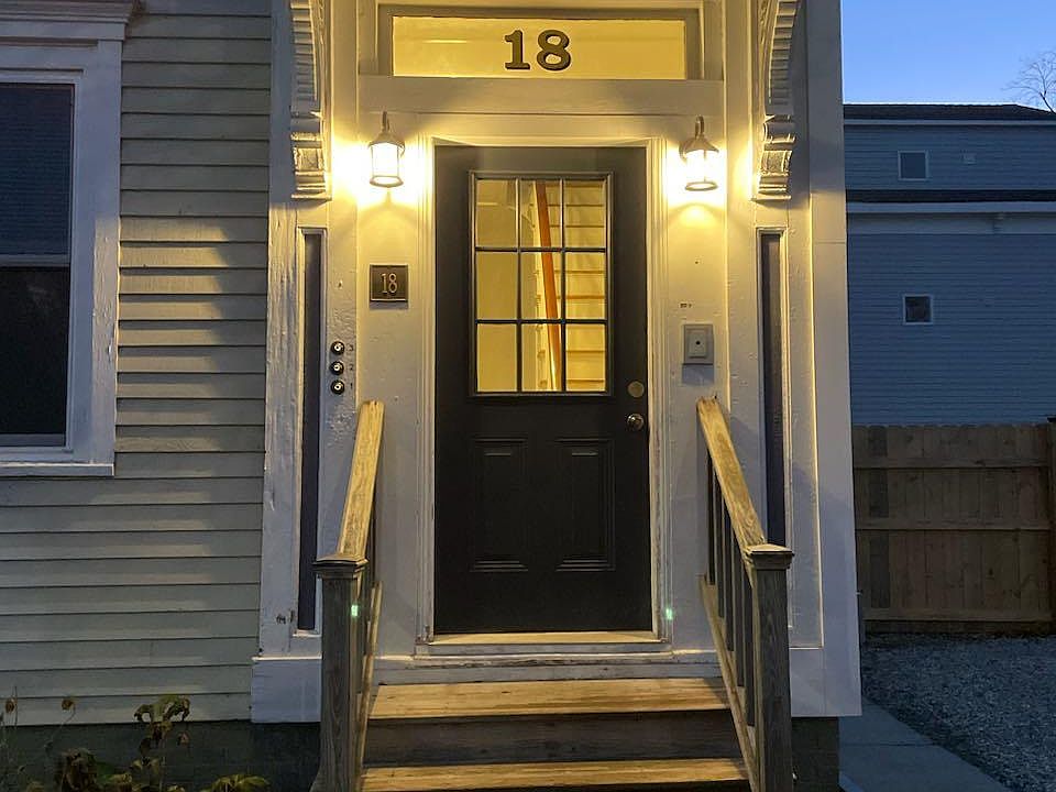 18 North front door at dusk.
