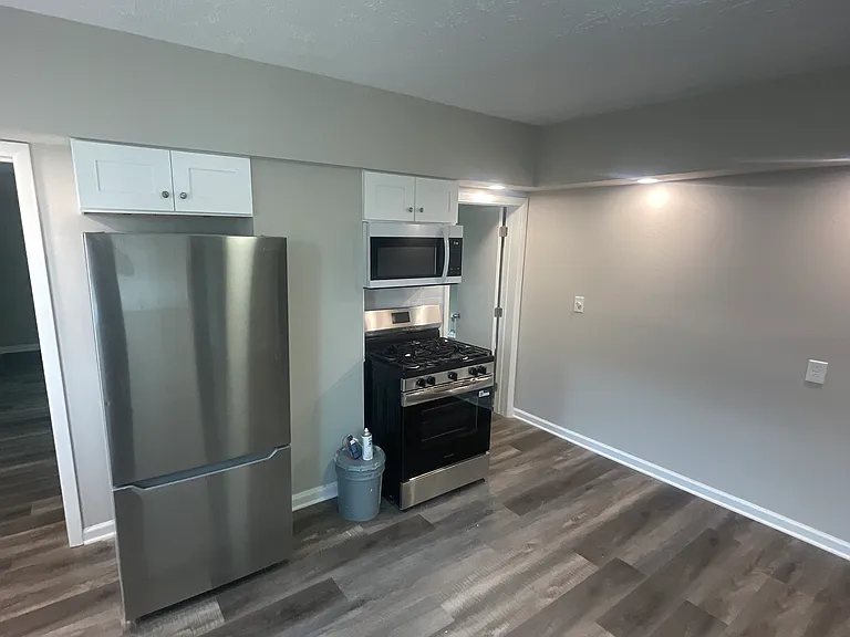 View of kitchen looking towards bedrooms